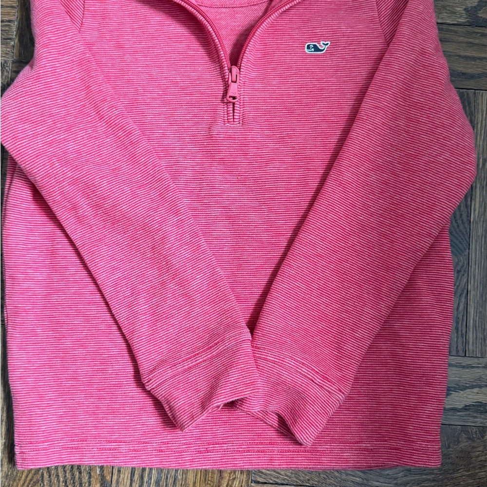 Vineyard Vines Kids Red and White half zip size 7